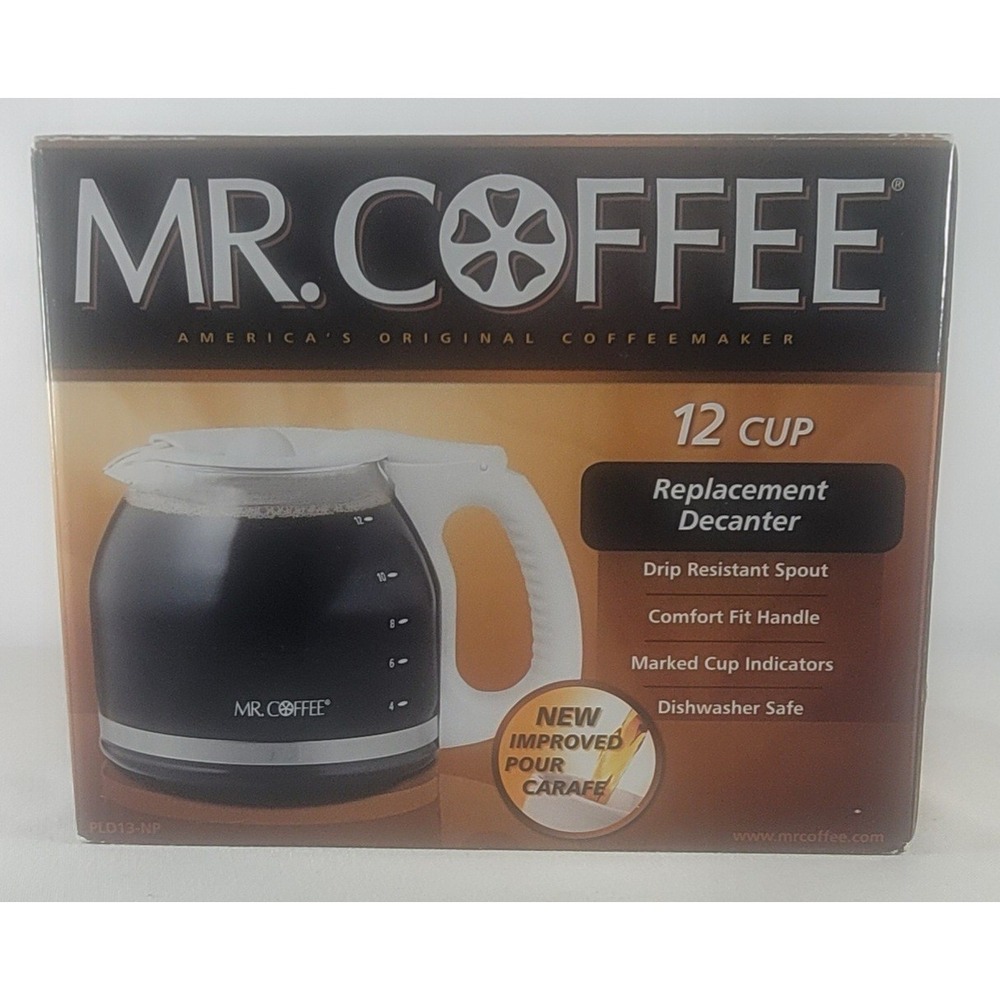 Mr. Coffee 12 Cup Glass Replacement Decanter PLD13 White Lid And Handle